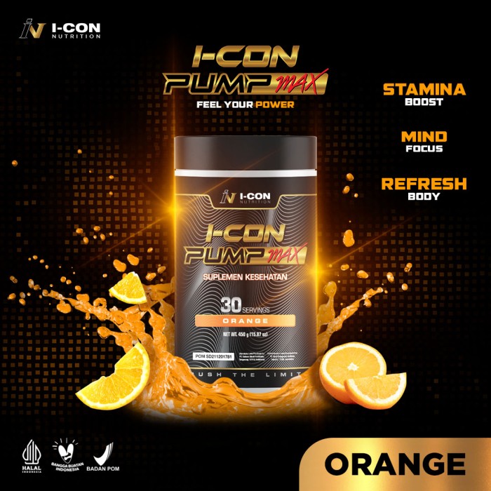 Icon Pump Max - Pre Workout Energy and Stamina Booster - Tanpa Shaker