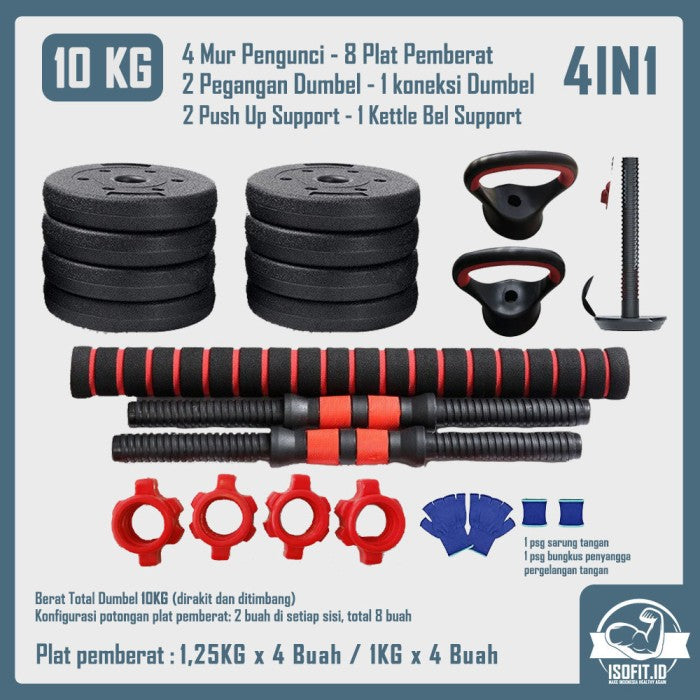 DUMBELL SET / Barbel / Alat Angkat Beban / Alat Fitness - TRI 2IN1-20KG