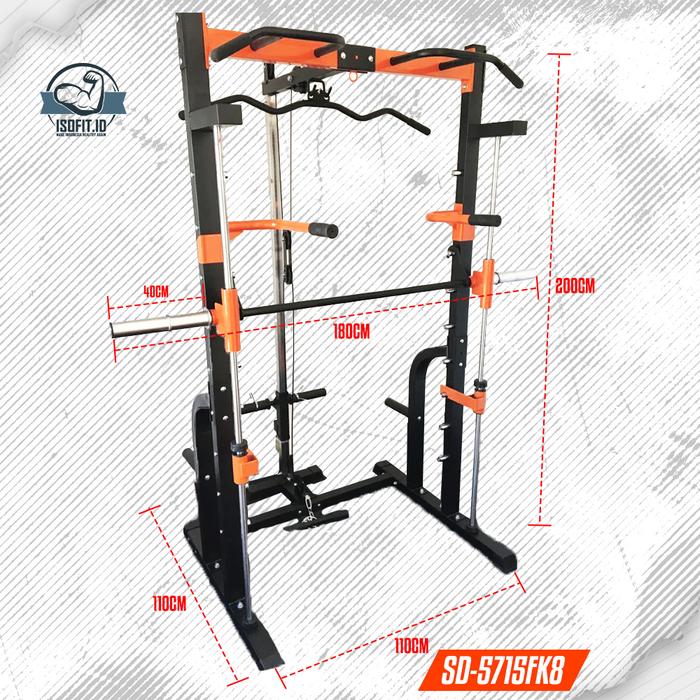 3-Type Multifunctional Smith Machine Trainer / Squat Power Rack Bench Press Cable / Squat Rack Frame - SD-5515BOK