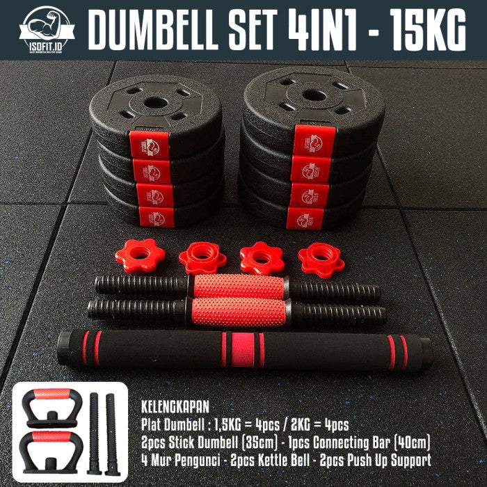 DUMBELL SET ROUND / Barbel / Alat Angkat Beban/ Alat Fitness - 2 IN 1 - 10KG