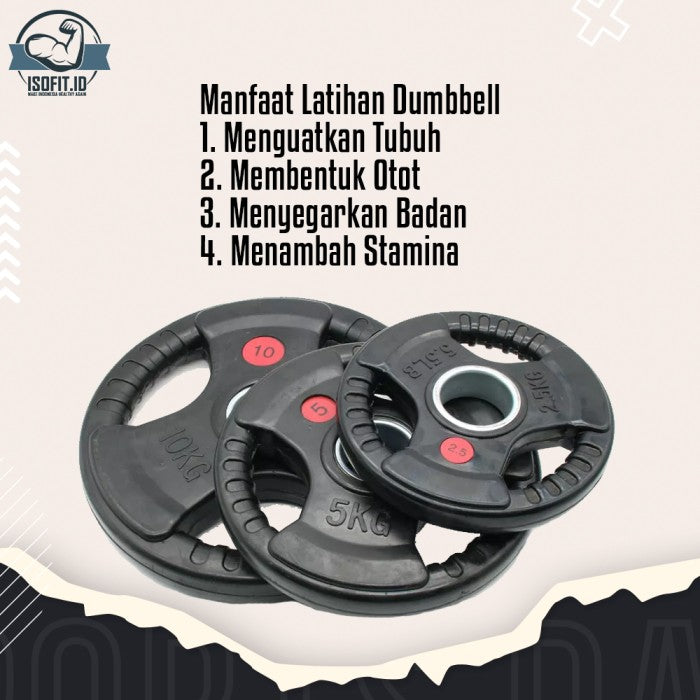 3-Grip Rubberized Weight Plate Barbel / Plat Pemberat Barbel - 2,5KG