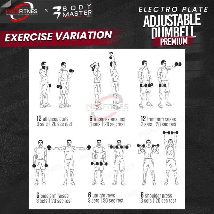 BODYMASTER Premium Adjustable Dumbell 2,5kg 5kg - Barbell Dumbel - 1PC 5KG, Silver