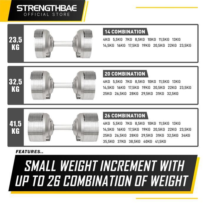 Adjustable Dumbbell STRENGTHBAE 20kg 30kg 40kg 20 30 40 kg Metal Set - 23,5kg 1pc