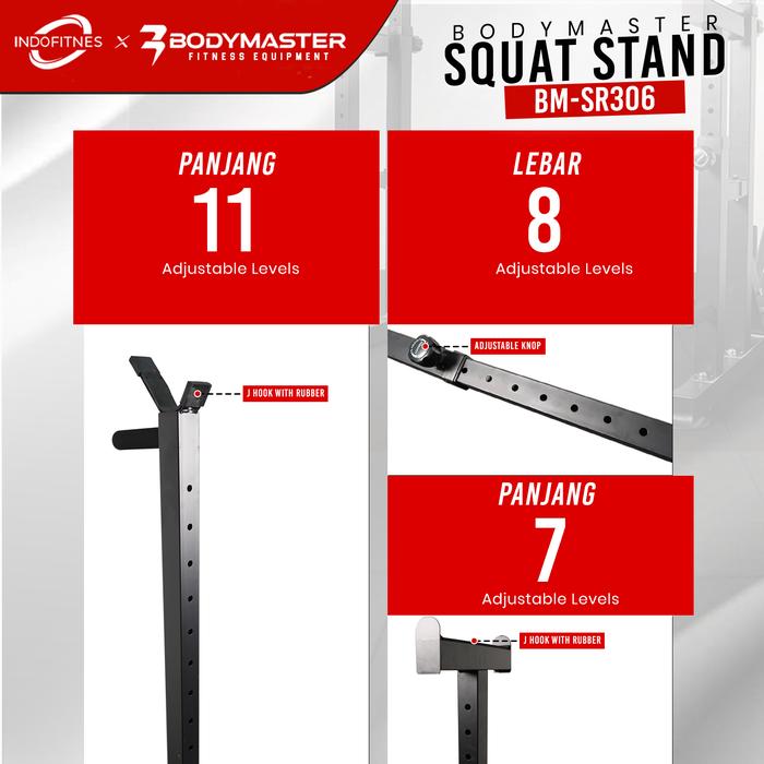 BODYMASTER Squat Stand BM-SR306, Squat Rack Bench Press Home Gym Barbell Tiang Workout