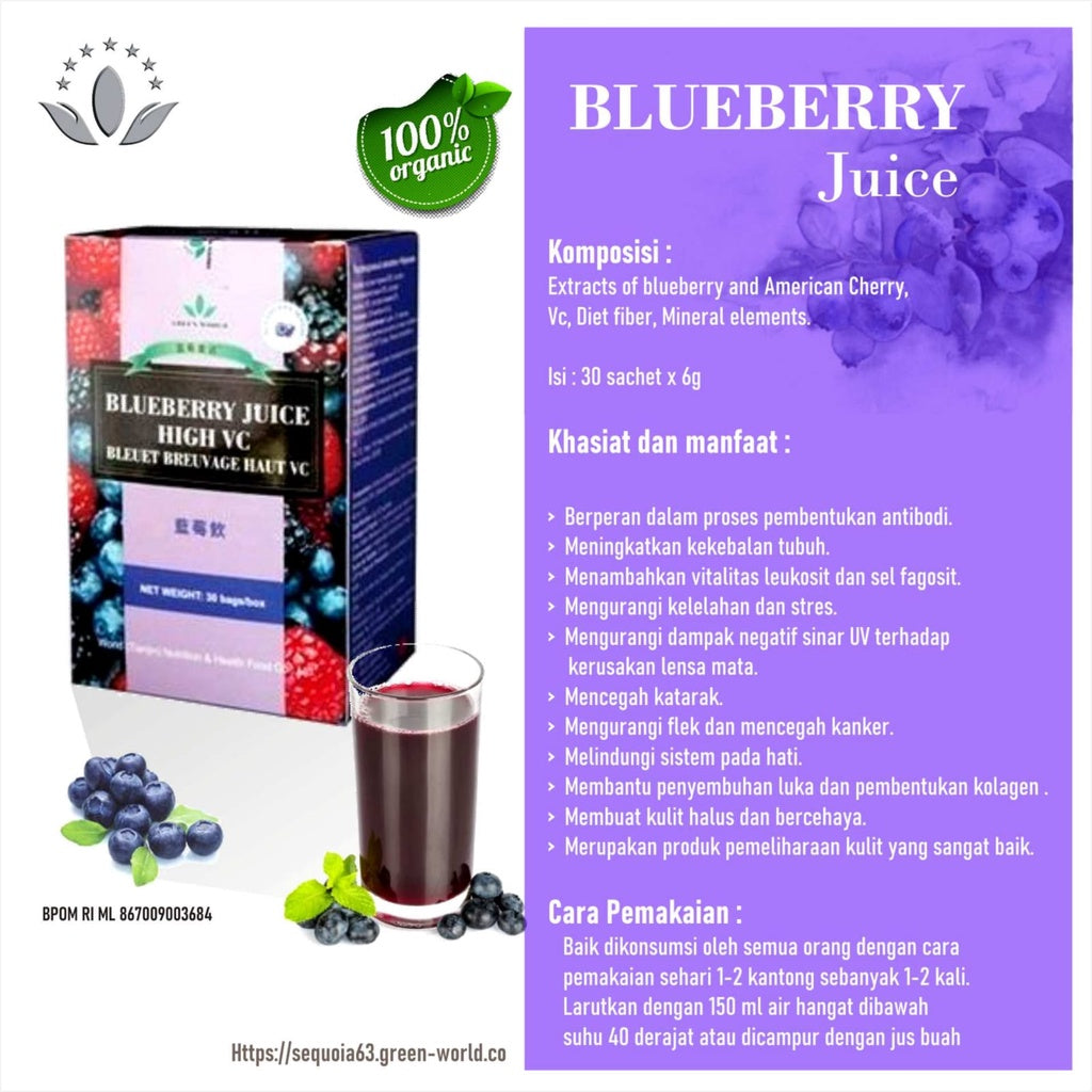 Green World Blueberry Juice 30 Sachet