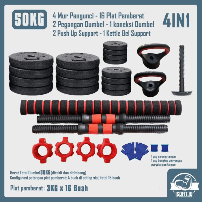 DUMBELL SET / Barbel / Alat Angkat Beban / Alat Fitness - TRI 2IN1-20KG