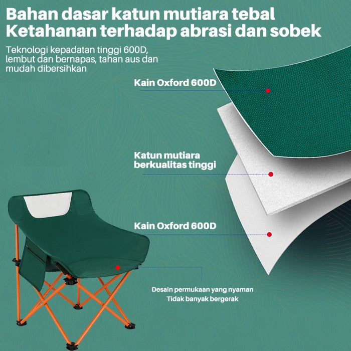 OneTwoFit Kursi Lipat Camping Moon Foldable Portable Chair Mancing - black