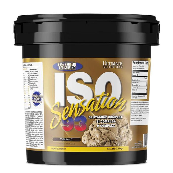 Ultimate Nutrition ISO Sensation suplemen fitness / suplemen gym / suplemen protein penambah massa otot - Chocolate Fudge, 5 lb