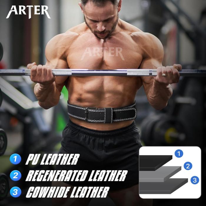 ARTER Gym Belt Weightlifting Kulit Sabuk Fitness Angkat Beban Powerlifting Deadlift Squat Back Support Spine Bench Press - S
