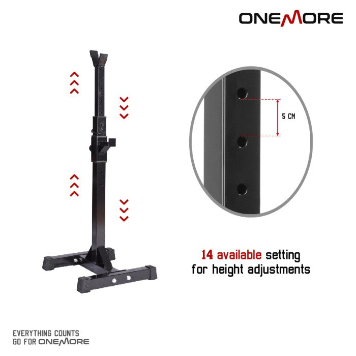 ONE MORE Adjustable Connected Squat Rack Tiang Rak Barbell - SINGLE (HITAM)