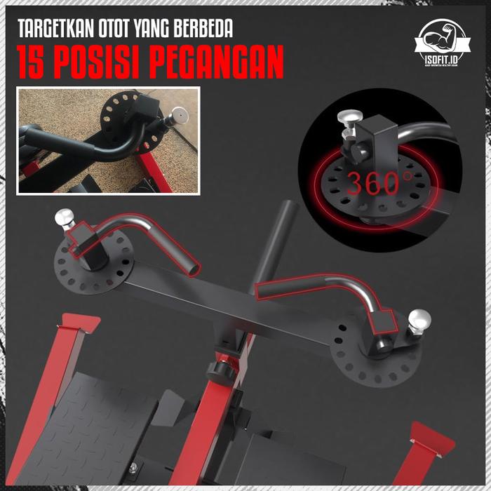 T-Bar Rowing Machine / Deadlift Machine - Penguat Punggung Bermuatan Pelat dengan Pegangan yang Dapat Diputar & Beberapa Posisi