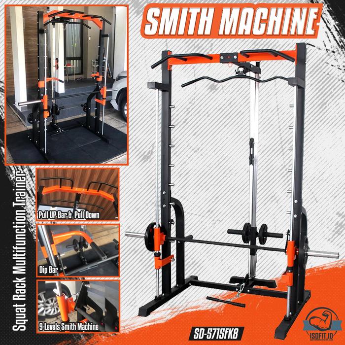 Multifunctional Small Smith Machine Trainer / Squat Power Rack Bench Press Cable SD-5715FK8