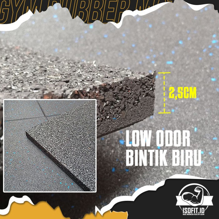 Gym Rubber Floor Mat / Karpet Lantai Karet Tempat Fitness - 1,5CM BIRU