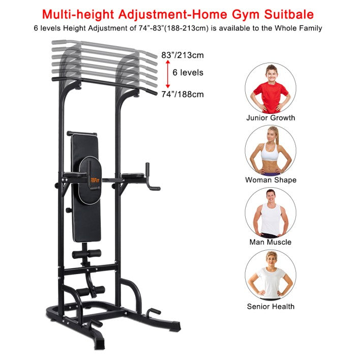 OneTwoFit Multi-Function Power Tower Pull Up Bar Chin Up Hanging Bar