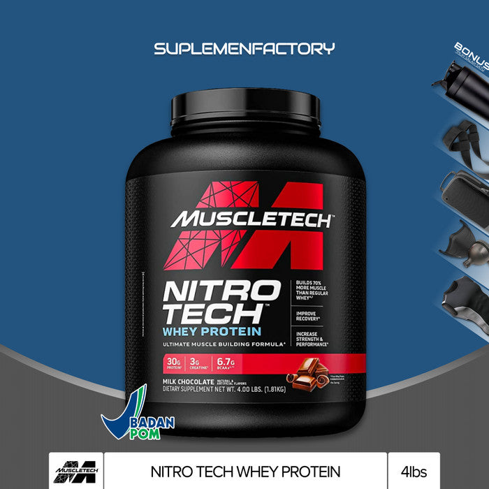 Muscletech Nitrotech Whey 4lbs BPOM Nitro Tech Whey Protein - CookiesCream