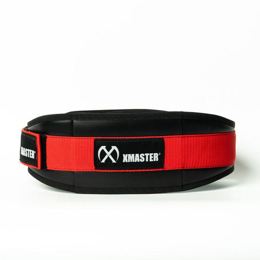 XMASTER Sabuk Angkat Beban – Nylon Gym Belt Double Lock untuk Deadlift & CrossFit - red, S