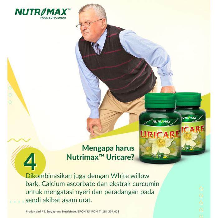 Nutrimax Uricare untuk Asam Urat Penyakit Sendi Ginjal Detox Detoks Diuretik - 30 Naturecaps