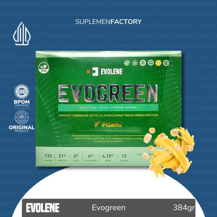 Evolene Evogreen Plant Based Protein Evo Green - Banana, 12 Servings