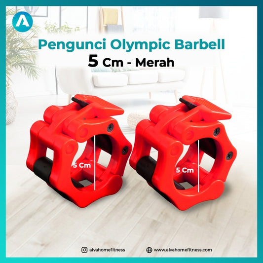 [5CM] Jepit Pengunci Barbell / Barbel Olympic Bar Lock Collars MERAH