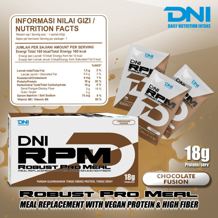 DNI RPM MEAL REPLACEMENT WITH VEGAN PROTEIN 600 GRAMS - CHOCO FUSSION