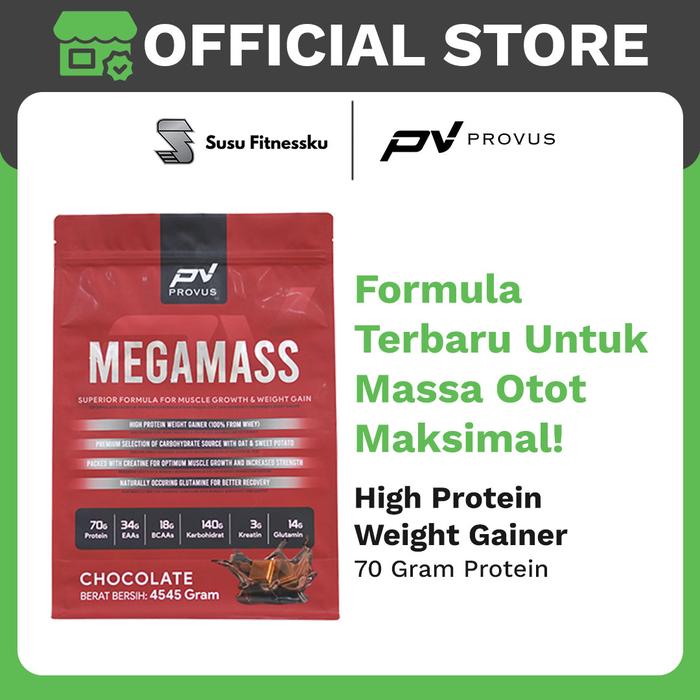 Provus Mega Mass 10 lb - 20 Serving Weight Gainer Penambah Berat Badan - Vanila, Topi