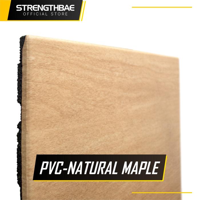 Rubber Mat Gym Flooring Wood Texture STRENGTHBAE Karpet Lantai Corak Kayu Fitness Floor Wooden Pattern Heavy Duty Commercial - Natural Maple PVC