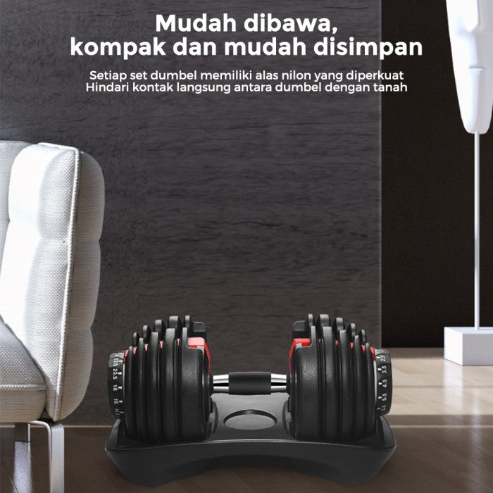OneTwoFit Adjustable Dumbell Barbell Alat Fitness Set 24kg 15 level Adjustable Barbel Fitness