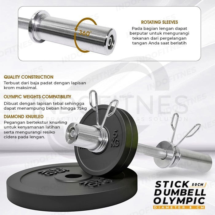 BODYMASTER Stick 50CM Dumbell Olympic Plate 5cm - Gym besi barbell - Stick BM-A160
