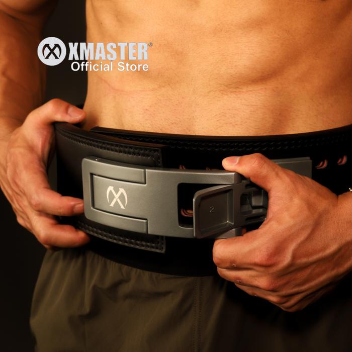 XMASTER Powerlifting Lever Belt 13mm - Genuine Leather Powerlifting Strength Gym Deadlift Squat Sabuk Pinggang untuk Gym dan Powerlifting - Grey S
