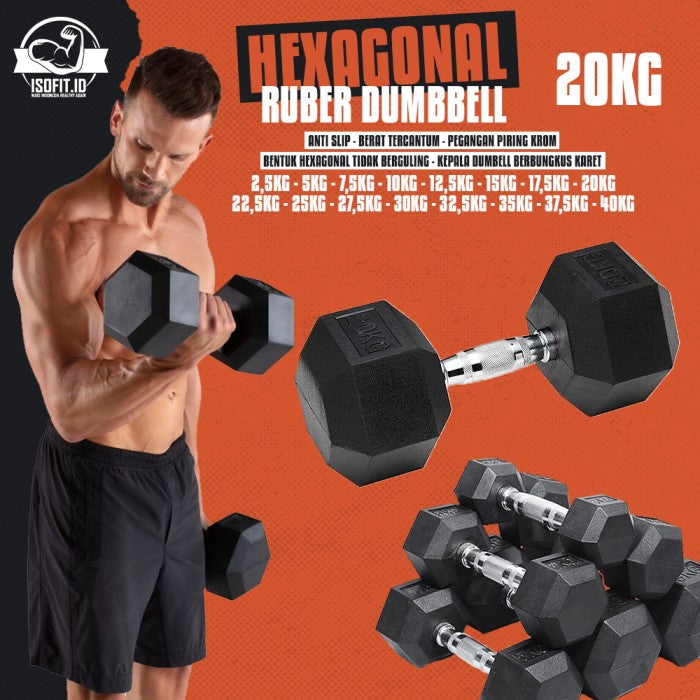 Hex Rubber Dumbell / Barbel Hexagonal Karet - 2,5 KG