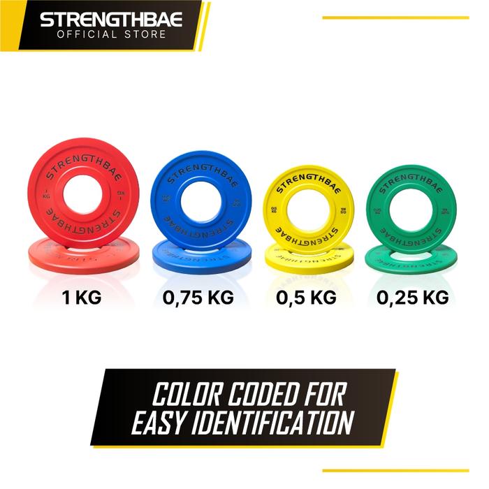 Color Fractional Micro Plates STRENGTHBAE Change Plate Plat Beban 0,25 0,5 0,75 1 kg 0,25kg 0,5kg 0,75kg 1kg Barbell Gym - 0,25kg Pair
