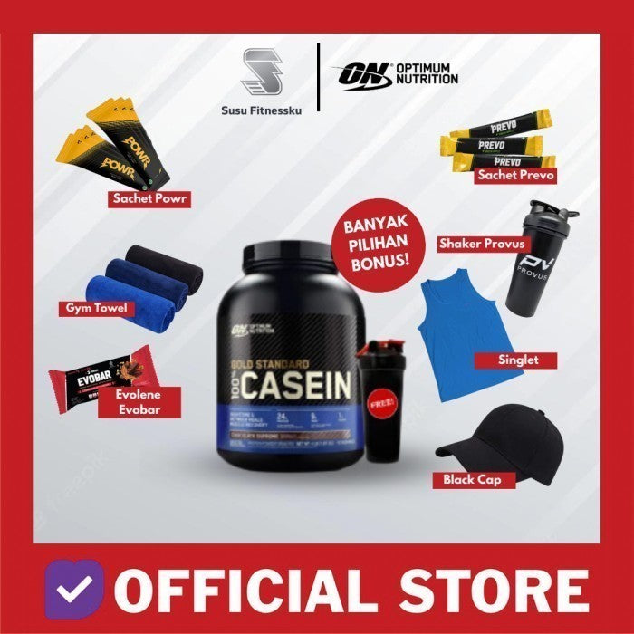 ON Casein 4 Lb (Protein Time Release) - Coklat, Bonus Shaker