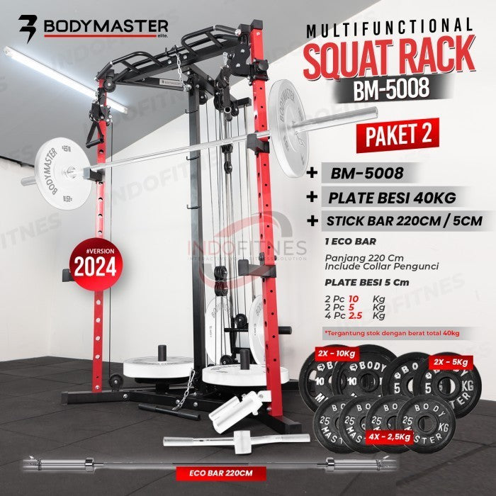 BODYMASTER Paket Cable Crossover BM-5005 + Beban 40KG Home Gym Trainer - PAKET 1, BELUM ONGKIR