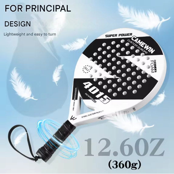 CWIN Raket Padel Round Carbon Glass Fiber 3.8cm Thickness 360g - 4015