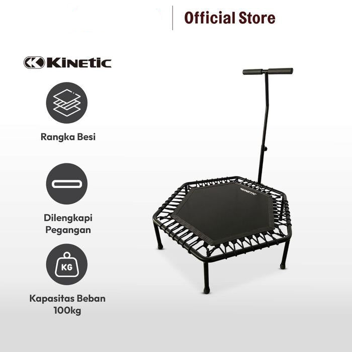 Kinetic 112 cm Trampoline Dengan Handle Bar Hrtr09E Trampolin Alat Bermain Dan Olahraga Jumping Pad
