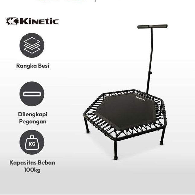 Kinetic 112 cm Trampoline Dengan Handle Bar Hrtr09E Trampolin Alat Bermain Dan Olahraga Jumping Pad