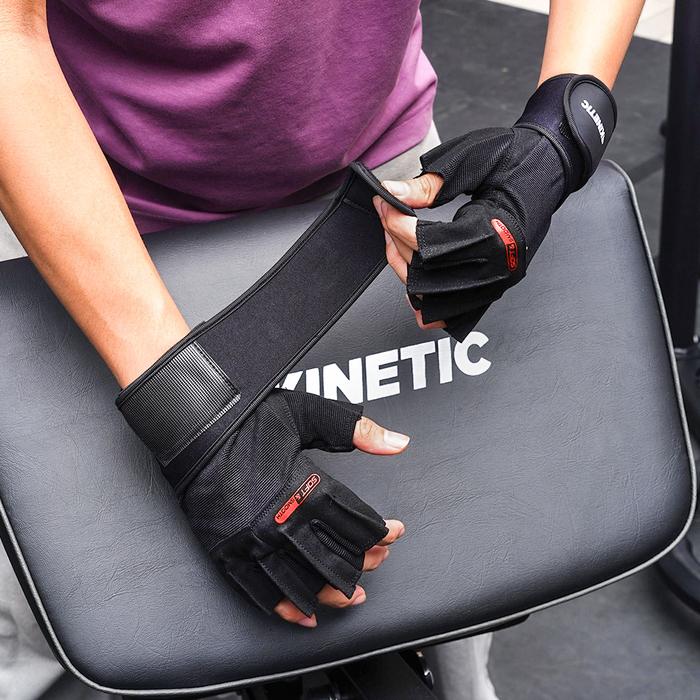 Kinetic Sarung Tangan Gym Power Lifting Gym Gloves Pelindung Tangan Olahraga Weight Lifting Wristband Protection Sport Gloves - M