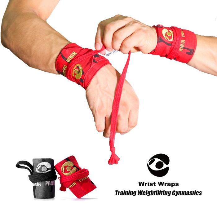 NINJA PANDA CrossFit Weightlifting Wrist Wrap Gym Fitness Gymnastics Bodybuilding Powerlifting - Grey