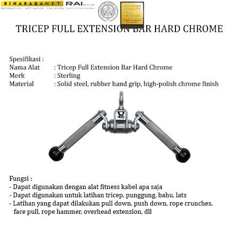 BINARAGANET Tricep Full Extension Bar Hard Chrome