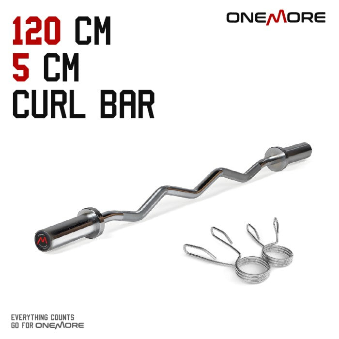 ONE MORE 120CM 5CM EZ Curl Bar Barbel Stick Stik Barbell - 2.5CM