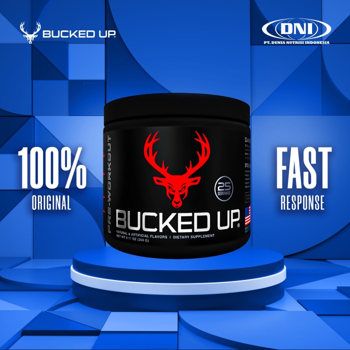 PRE WORKOUT BUCKED UP 260 GRAMS  - BLUE RAZ