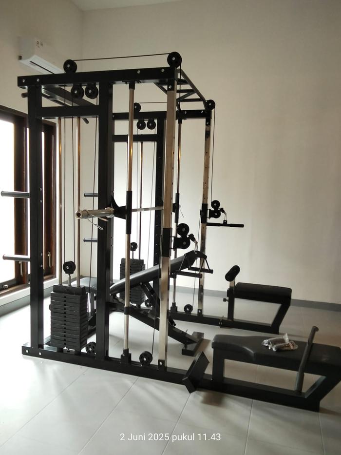 Alat Olahraga Fitness Homegym Smith Machine Multi Magnus X5 Cable Crossover Black