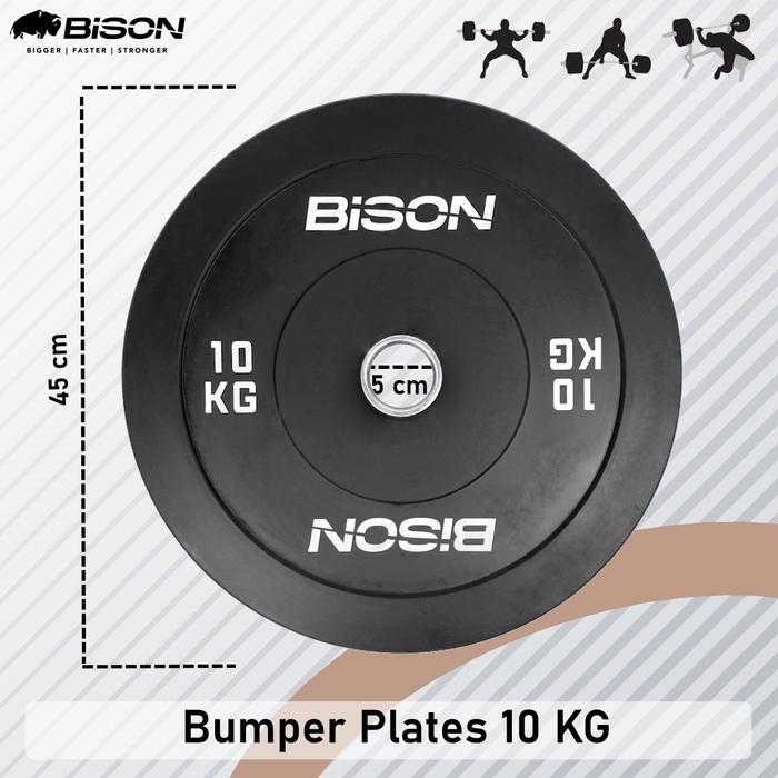 Bison 10 Kg Bumper Plates Olympic Training Bebanan Barbell Classic