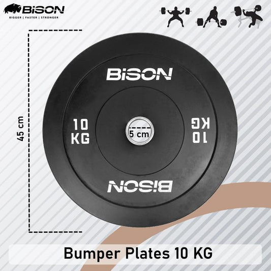 Bison 10 Kg Bumper Plates Olympic Training Bebanan Barbell Classic