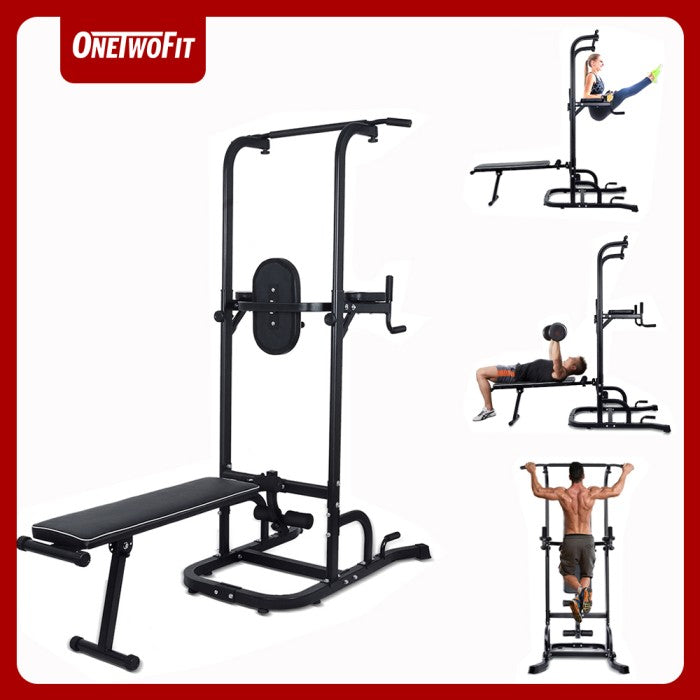 OneTwoFit Multi-Function Power Tower Pull Up Bar Chin Up Hanging Bar