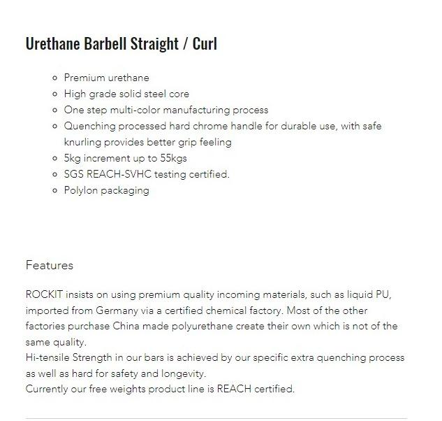 Rockit Urethane Barbell Curl 25kg