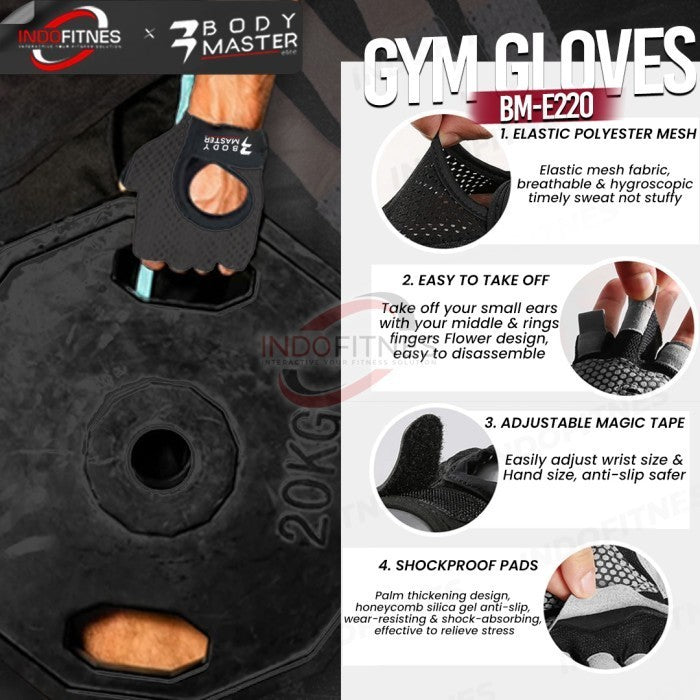 BODYMASTER Gloves Fitness Microfiber Gym E220 Sarung Tangan olahraga - Abu-abu, S