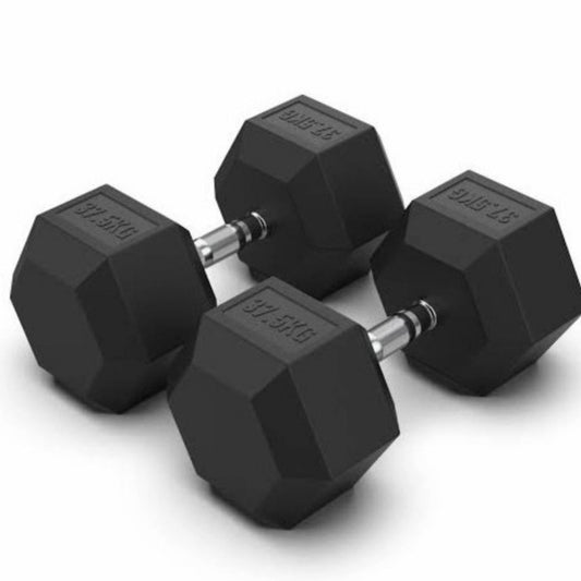 Hexagonal Rubber Dumbbell 2×37,5kg