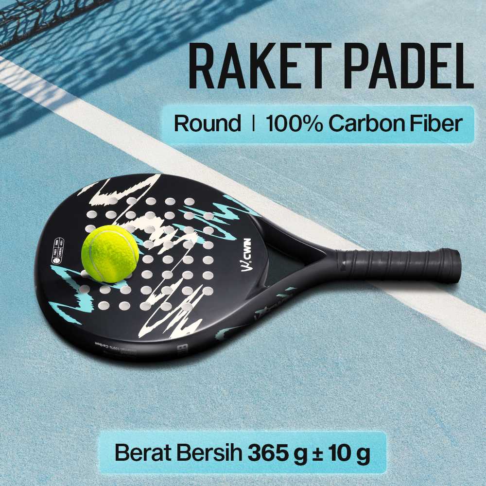 CWIN Raket Padel Round Carbon Fiber 3.6cm Thickness 365g - 4018