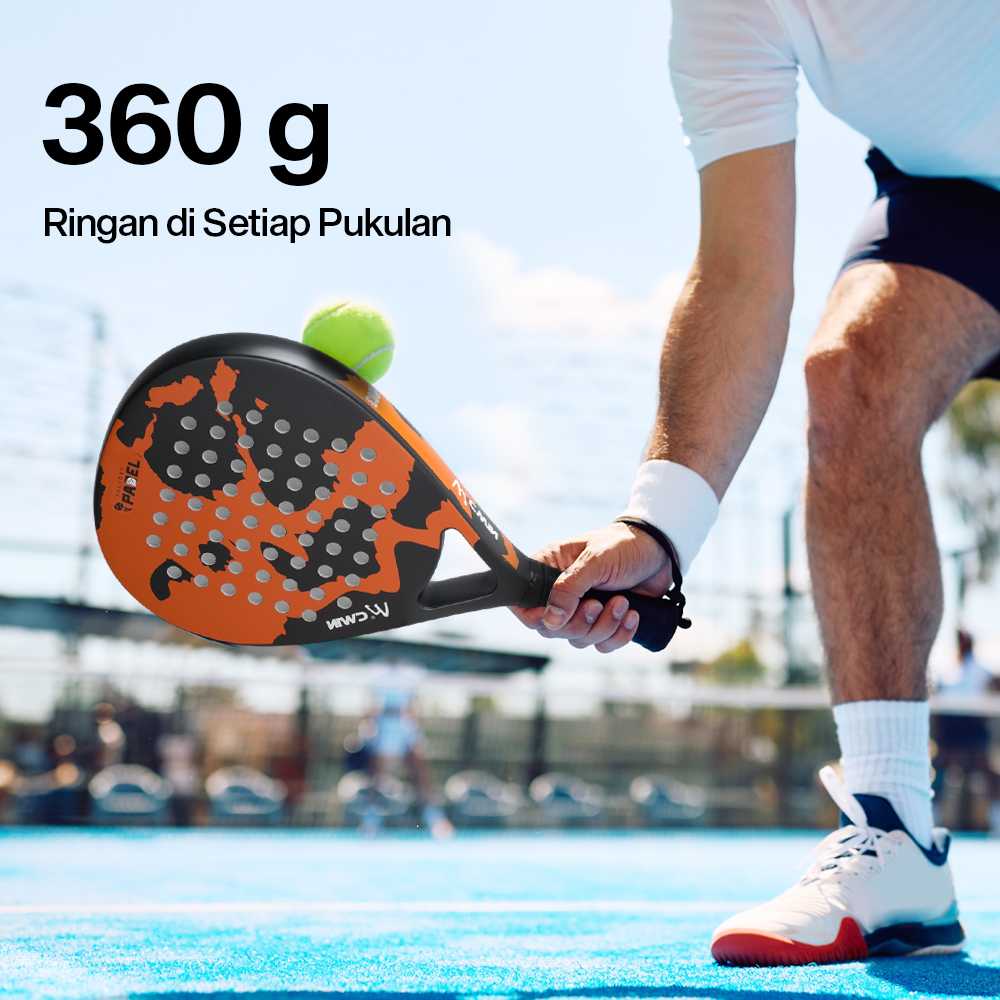 CWIN Raket Padel Teardrop Carbon Glass Fiber 3.8cm Thickness 360g - 4003